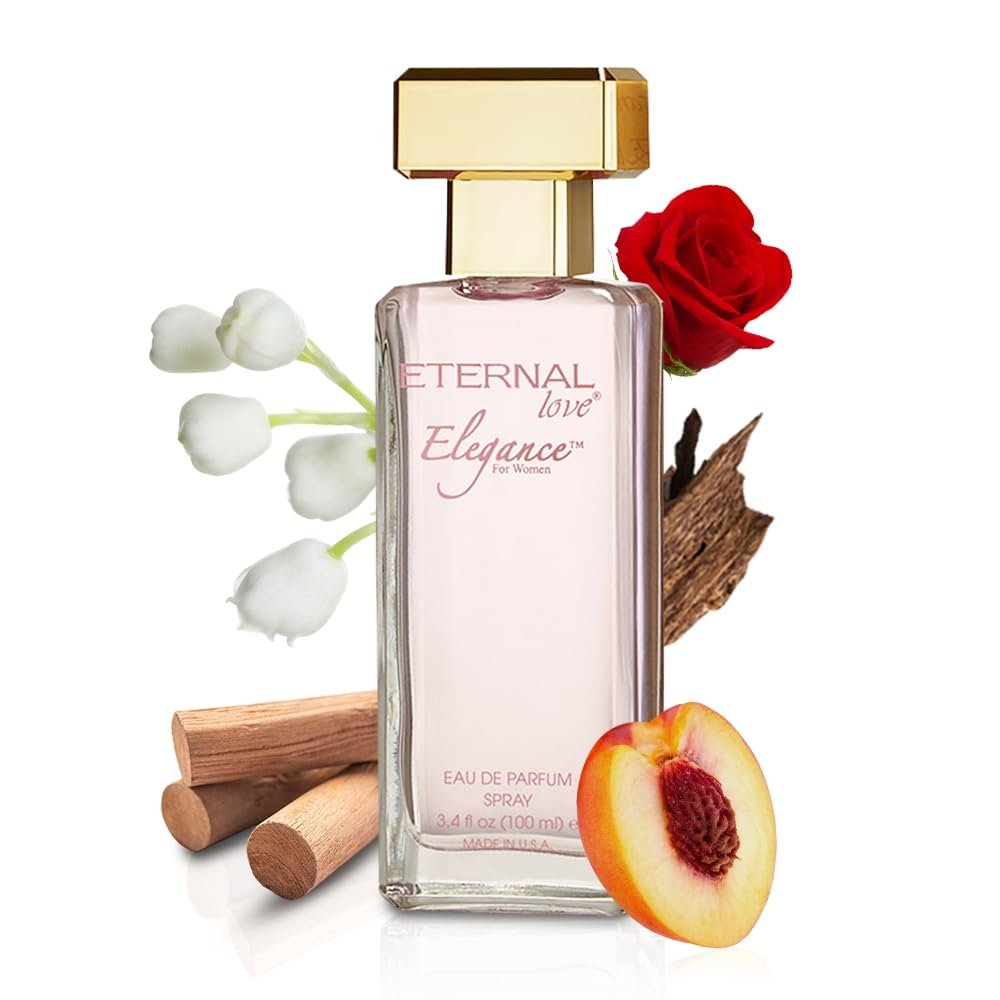 Eternal Love Elegance for Women – Long Lasting Eau de Parfum Spray – Sweet Floral Fruity Fragrance with Peach, Jasmine & Sandalwood – Summer Scent – 3.4oz