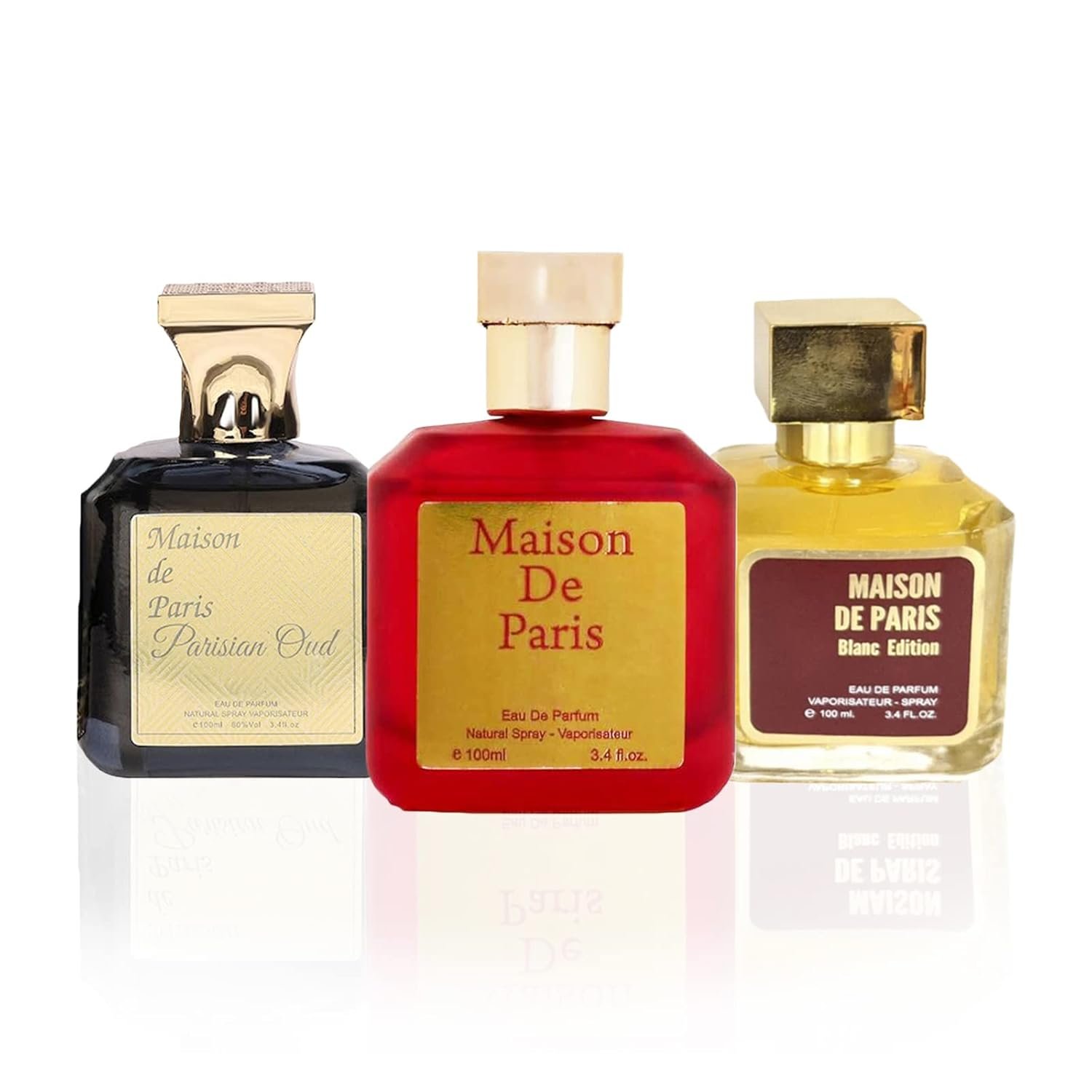 META-BOSEM Mason de Paris+Parisian Oud+Blanc Edition Women Perfume Collection, Eau de Parfum Natural Spray – Fresh Scent – Holiday Gift Set (Pack of 3) Each 3.4 Fl Oz, Total 10.2 Fl Oz