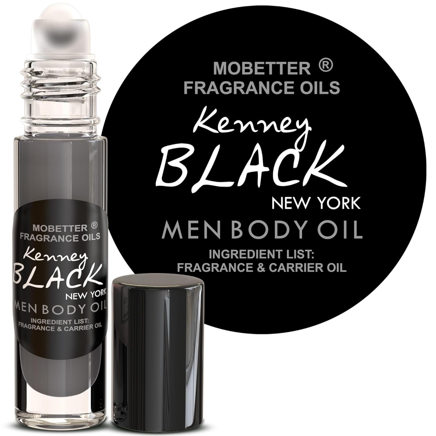 MOBETTER FRAGRANCE OILS Kenney Black New York Men Fragrance Body Oil 0.33 Oz Roll On Glass Bottle, Travel Size, Long Lasting