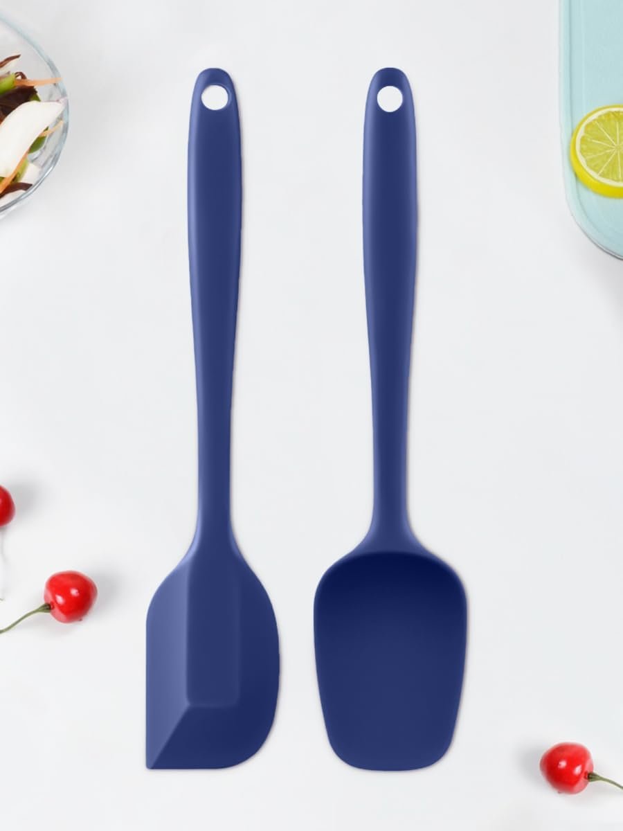 2-Pack Silicone Spatulas Set, 10-Inch High Heat Resistant Non-Stick Rubber Spatulas for Baking, Cooking, and Mixing – Dishwasher Safe (Blue)