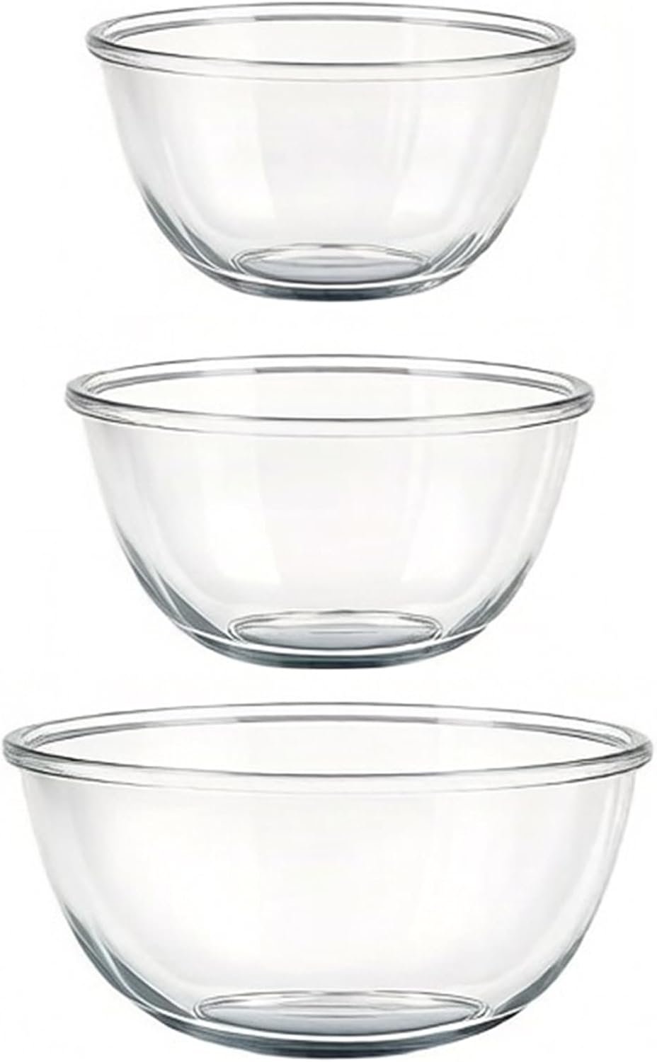 Glass Mixing Bowls Set（1.6qt 2.8qt 4.7qt） Large Mixing Bowl Salad Bowls Space-Saving Nesting bowls for Cooking,Baking,Prepping Glass Storage Container