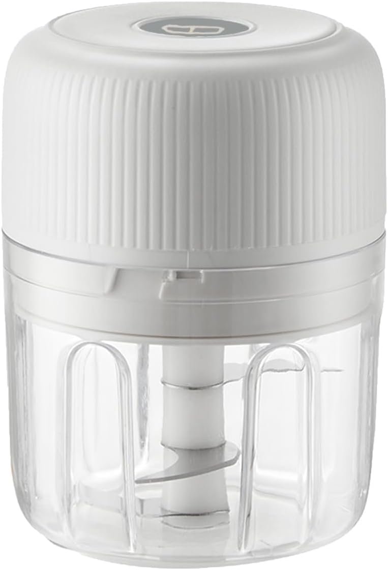 Electric Garlic Chopper, Portable Veggie Chopper,Garlic Grinder Masher Onion Chopper, Cordless Food Processor for Ginger, Chili, Fruit, Meat,etc(white 250ml)