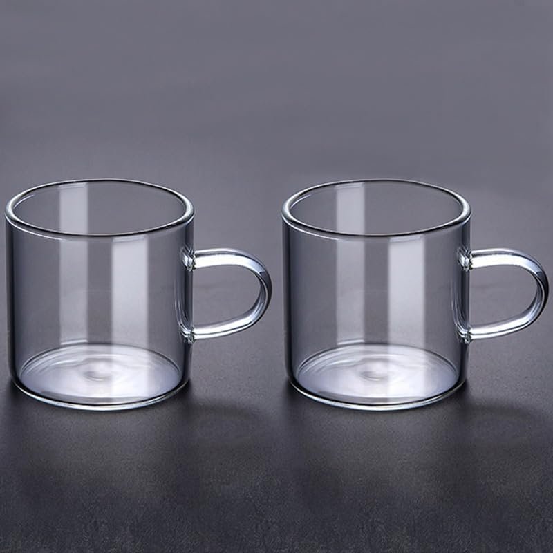 2 Pcs Glass Coffee Mugs, Clear Double Wall Design, Set of 2