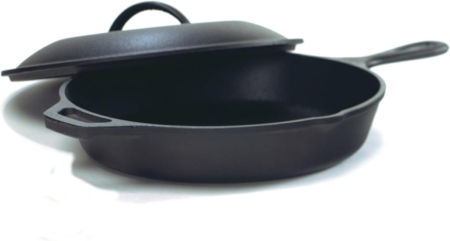 Lodge Seasoned Cast Iron Skillet With Lid (12 Inch) – Frying Pan Set