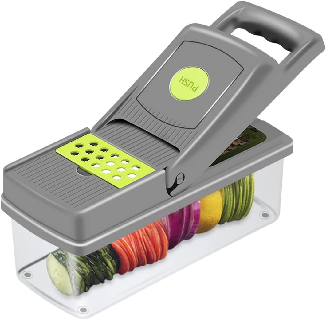Hand Food Chopper 12 in 1 Vegetable Slicer Veg Chopper Set Grater Gadgets with Cleaning Key