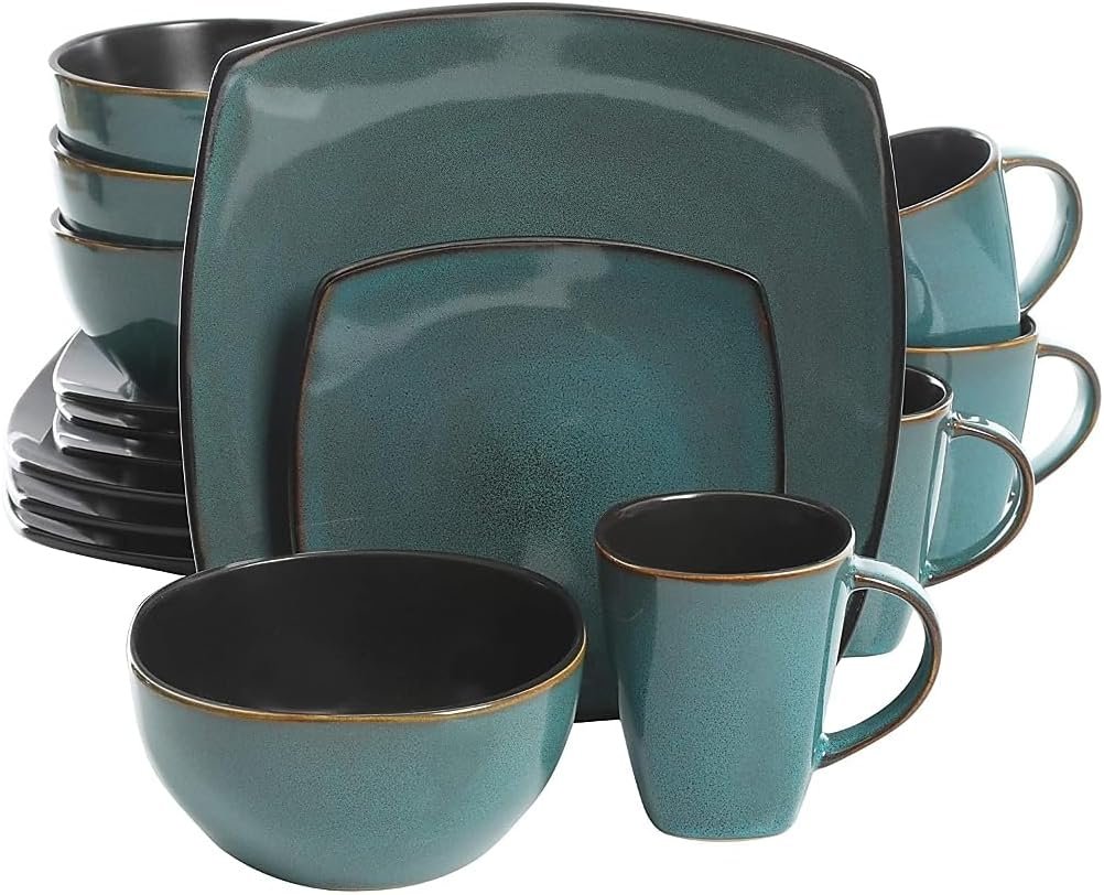 Gibson Elite Soho Lounge 16 Piece Dinnerware Set, Teal