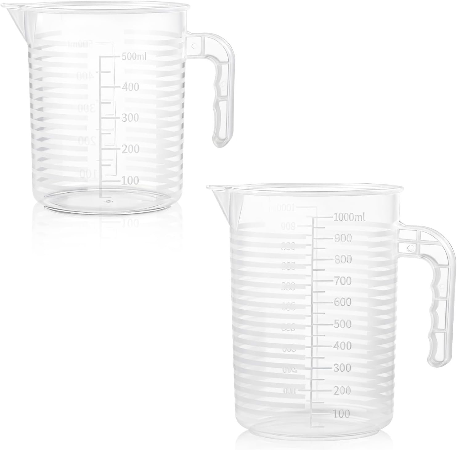 2 Pack Measuring Cup Set, Includes 500Ml and 1000Ml Plastic Liquid Measuring Cups- Baking, Cooking, Mixing & Measuring Cups, Microwave and Dishwasher Safe Essential Kitchen Tools