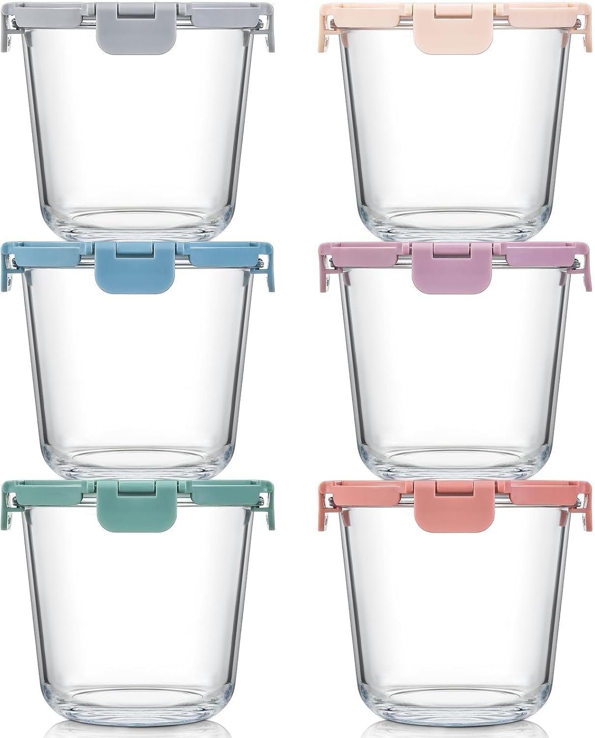 [UPGRADED LID] 6 Sets 3 Cup/24oz Borosilicate Glass Meal Prep Containers with Lids, Food Storage Bowl Jars for Soup Leftover Meal Lunch Oats Fruit Deli Salads – Microwave, Oven, Freezer Safe -BPA Free