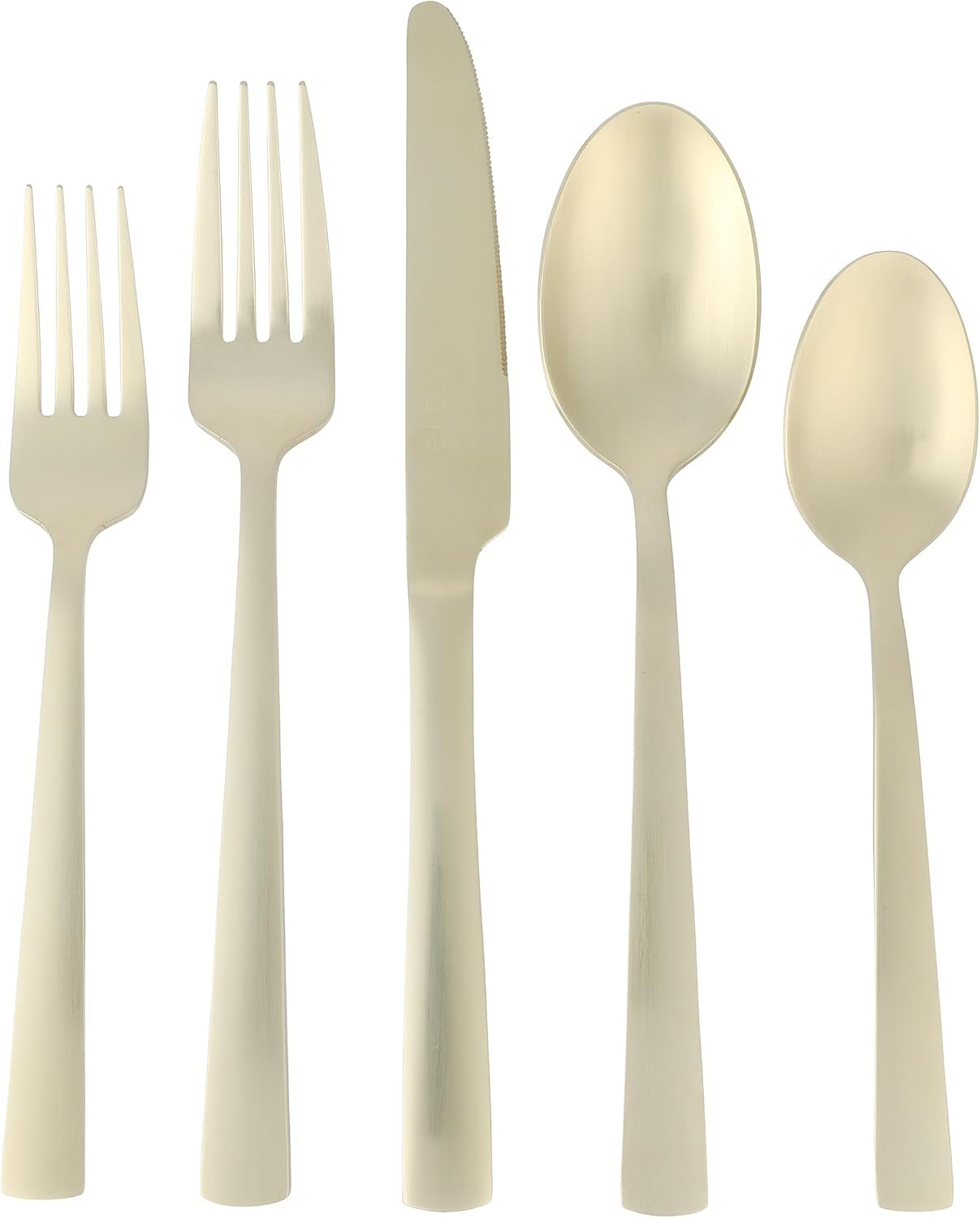 Gibson Elite Earlston 20-Piece Flatware Silverware Set – Stainless Steel Utensils – Forks, Spoons, Knives – Service for 4 – Matte Champagne Gold