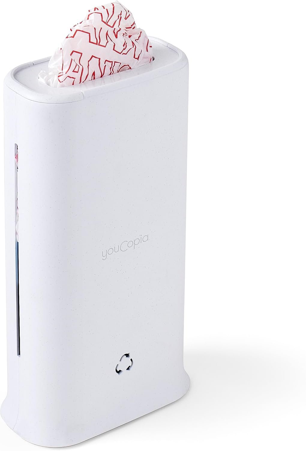 YouCopia StoraBag Space-Saving Plastic Bag Dispenser, Organizer for Kitchen Cabinet or Pantry Storage, One-Size, Speckled White
