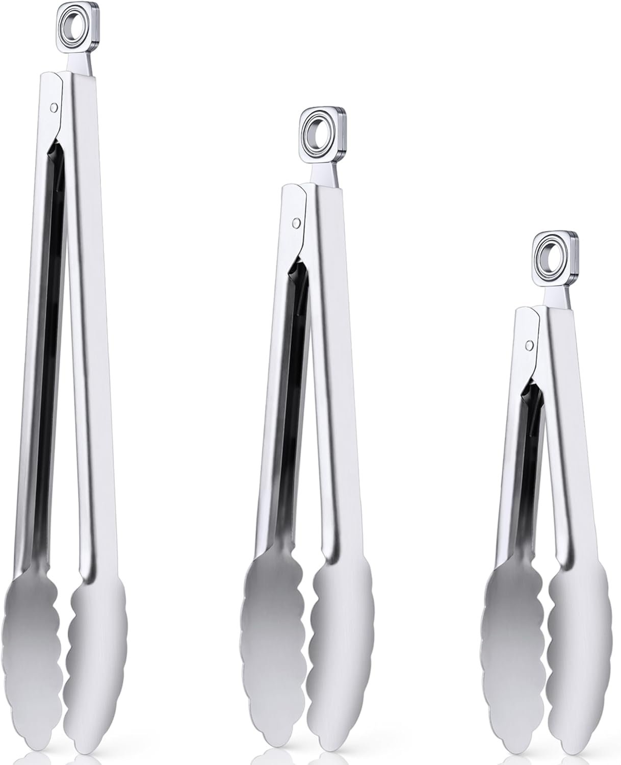 Kitchen Tongs for Cooking – 7 Inch & 9 Inch & 12 Inch Heat Resistant Stainless Steel Metal Locking Tong, BBQ Tongs Grill Tong for Cooking, Grilling, BBQ/Barbecue, Food (7+9+12inch)