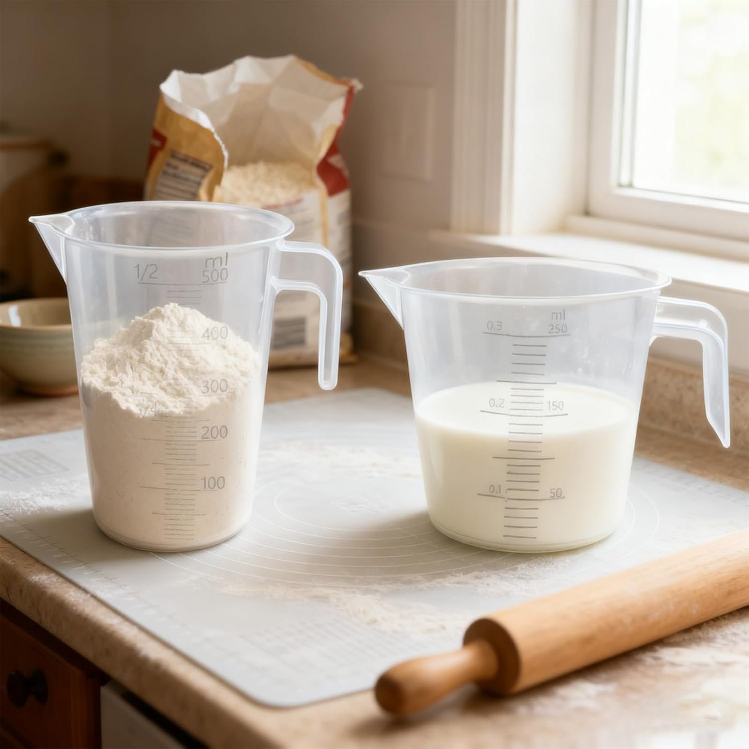 Multi-Purpose Measuring Cup Set – 1/2 Cup BPA-Free Unbreakable Plastic – Stackable Dishwasher Safe – Liquid/Solid Measurement – Kitchen Essential