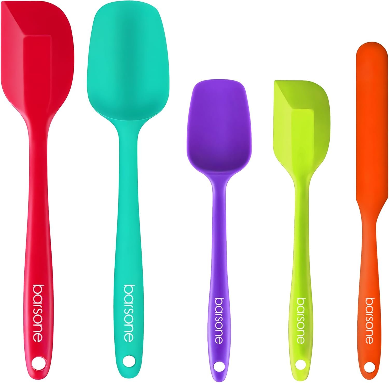 Barsone 5-Piece Silicone Spatula Set – Heat Resistant 446°F Food Grade BPA Free, Nonstick Cookware Safe Dishwasher Safe Kitchen Tools for Baking, Cooking, Stirring, Multicolor.