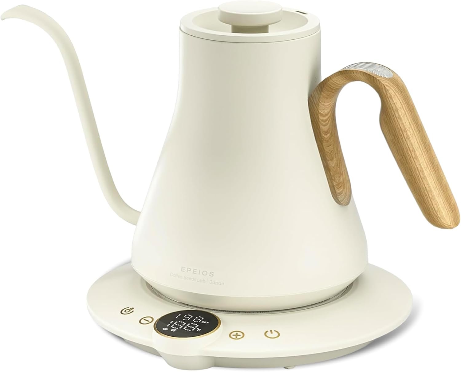 Gooseneck Electric Kettle, ±1℉ Temperature Control, Stainless Steel Inner, Quick Heating, for Pour Over Coffee, Brew Tea, Boil Hot Water, 1500W/0.9L (Morandi White)