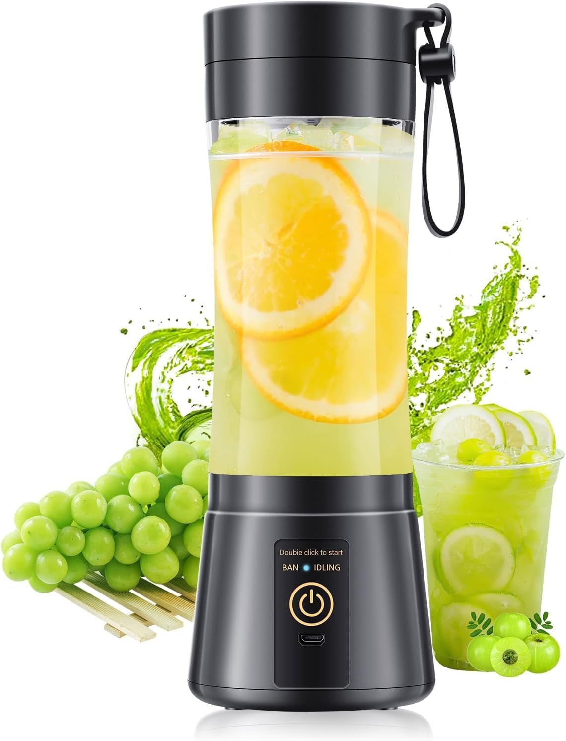 Cordless Portable Blender for Smoothies & Shakes – Personal Size Blender Lightweight & Rechargeable, 380Ml BAP Free Juice Cup with 6 Blades, Freshly Squeezed for Sports/Picnic