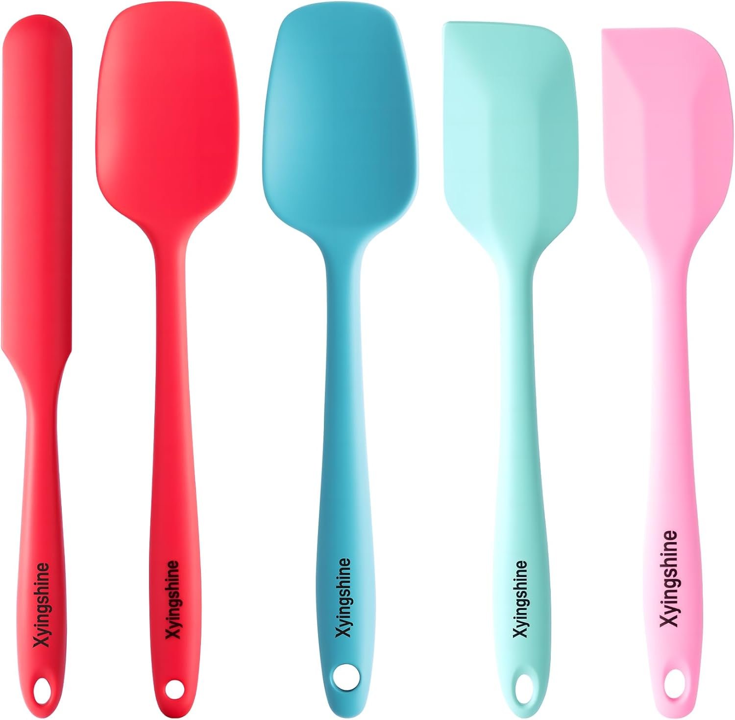 5-Piece Silicone Spatula Set–Food Grade Material, Withstands Extreme Heat Up to 600°F, Comfortable Ergonomic Grip for Safe and Easy Baking, Cooking, and Nonstick Pan Use, Dishwasher Safe