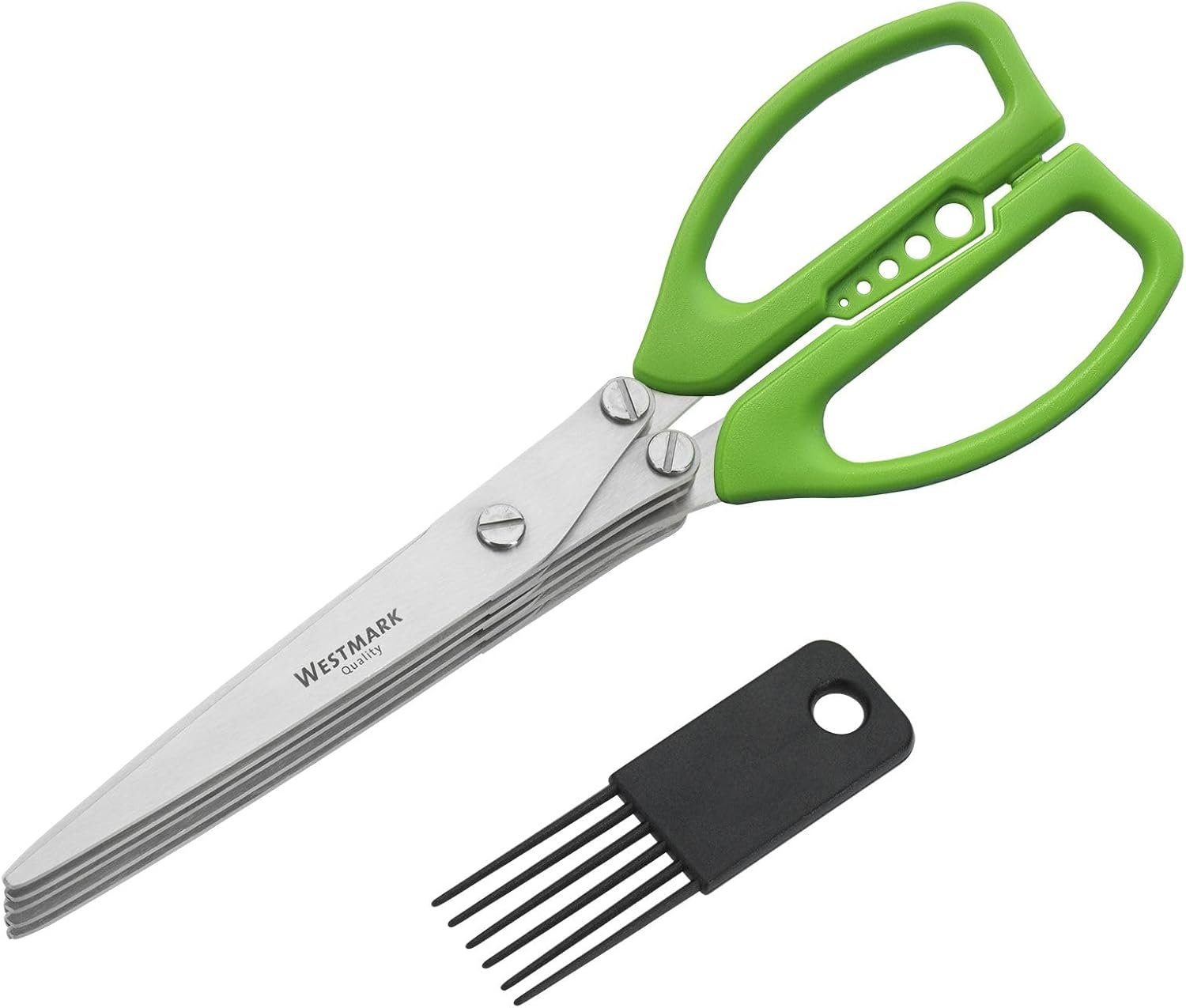 Westmark Germany Stainless Steel 5-Blade Herb Scissors with Cleaning Comb (Green)