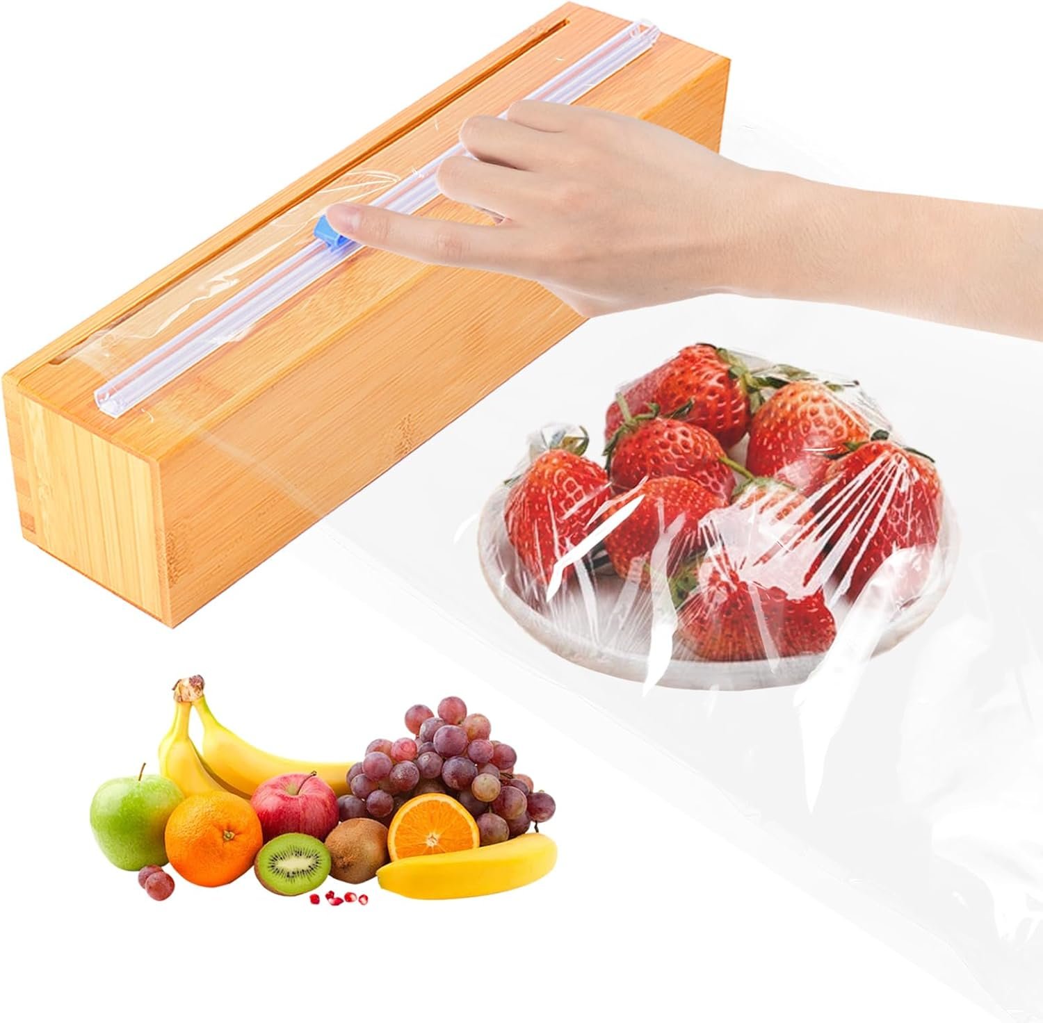 Plastic Wrap Dispenser with Cutter for Aluminum Foil, Plastic Wrap and Wax Paper, Fits 13″ Roll（Plus）