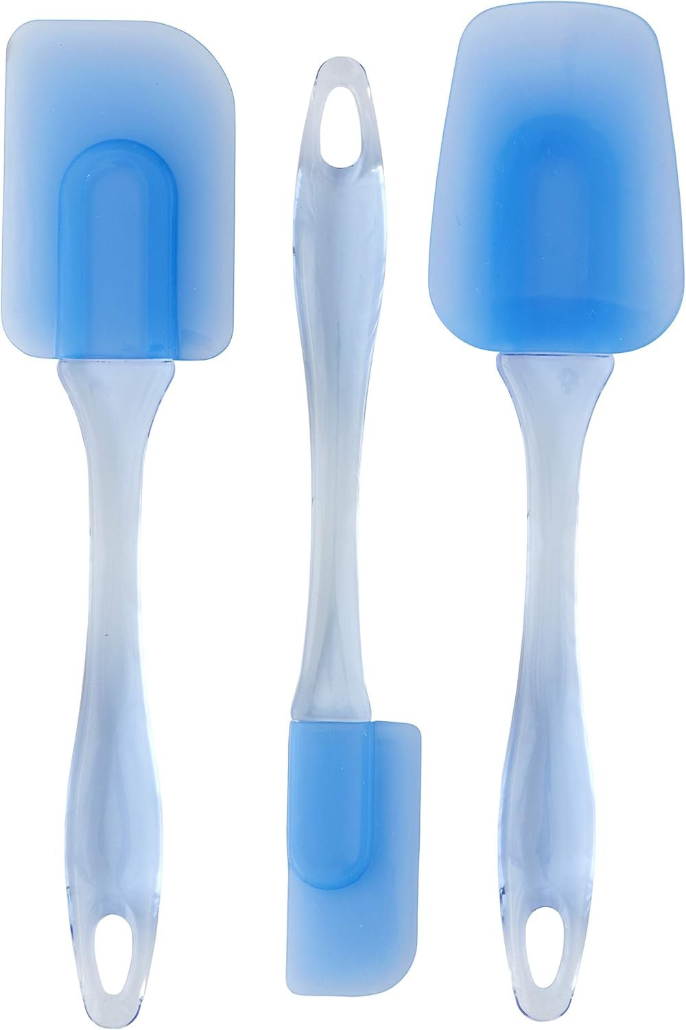 Wilton Easy Flex Silicone Spatula Set – Your Versatile Tools for Mixing, Folding, Scraping, Cooking, Frosting and Serving, Blue, 3-Piece