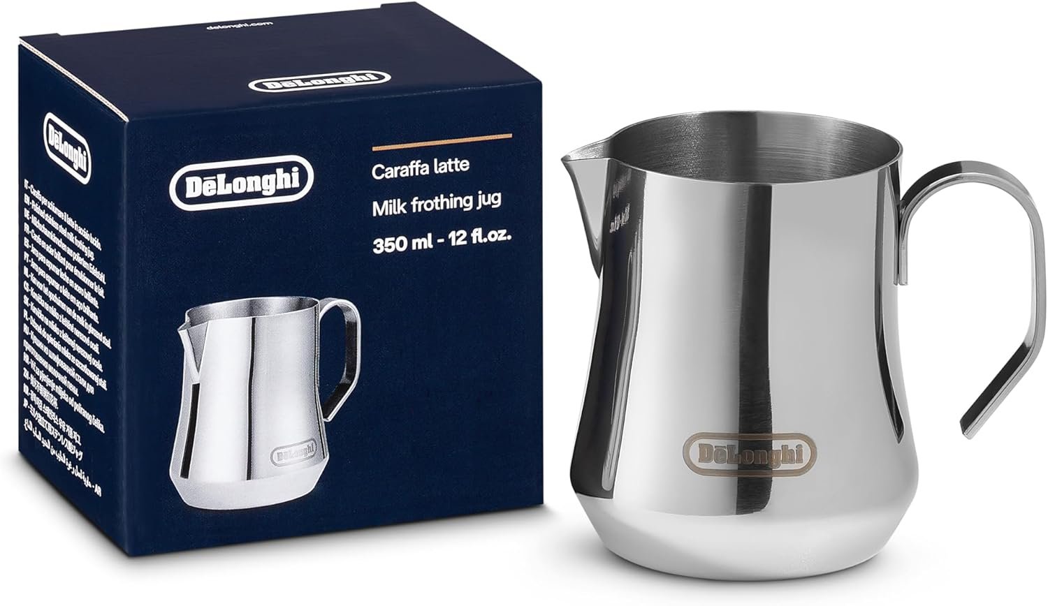 De’Longhi DLSC060 Milk Frothing Jug, 12 oz, Stainless Steel