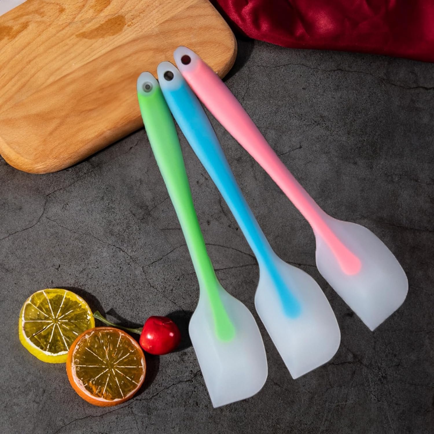3-Pack Semi-Transparent Silicone Spatula Set – Heat-Resistant Non-Stick Scrapers for Baking, Cooking, and Mixing