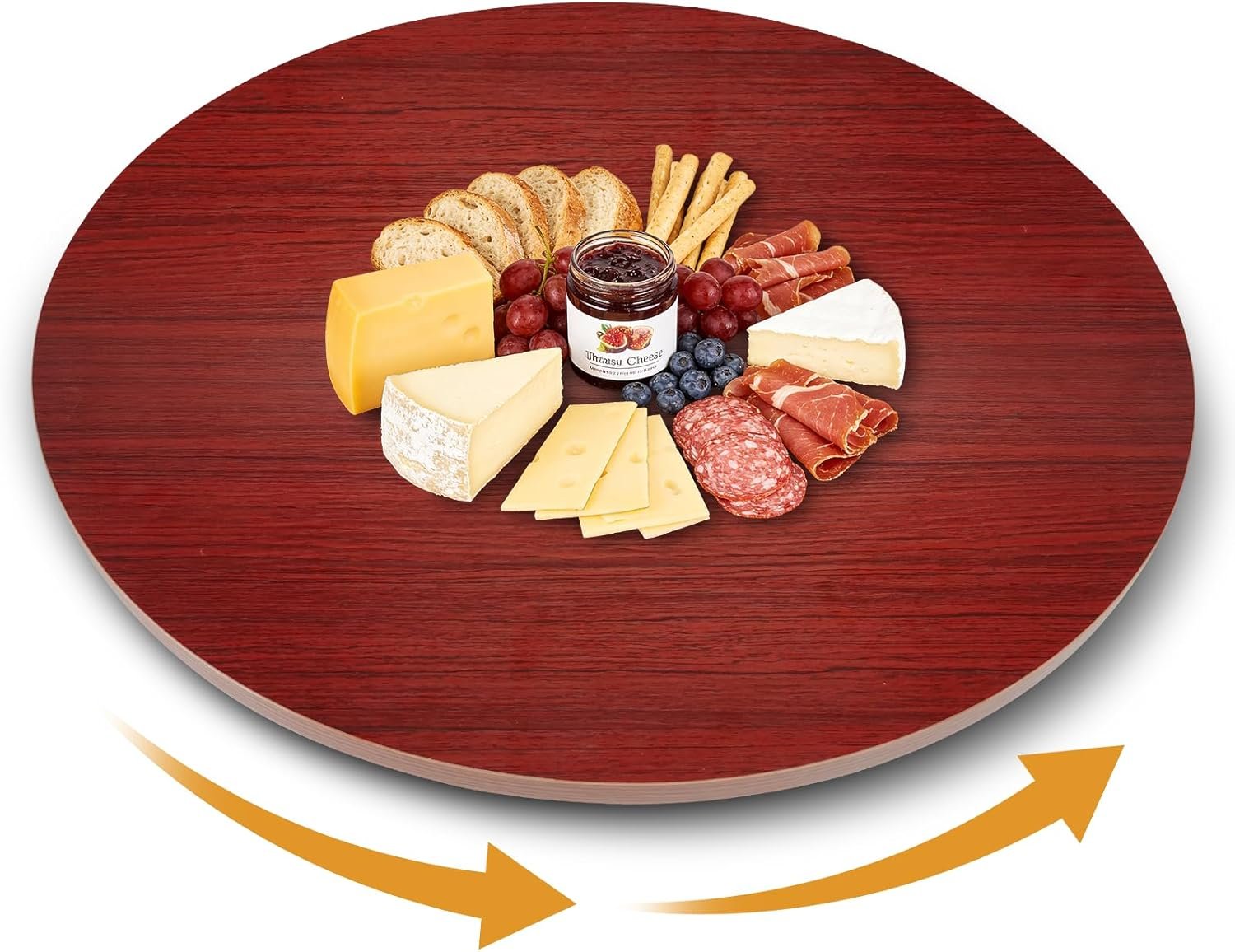 23.6 Inch Walnut Wood Lazy Susan for Tabletop, Round Rotating Serving Tray, Wood Turntable Dining Table Centerpiece, Smooth & Silent Spin Lazy Susan, Large Spinning Food Server for Home and Gatherings