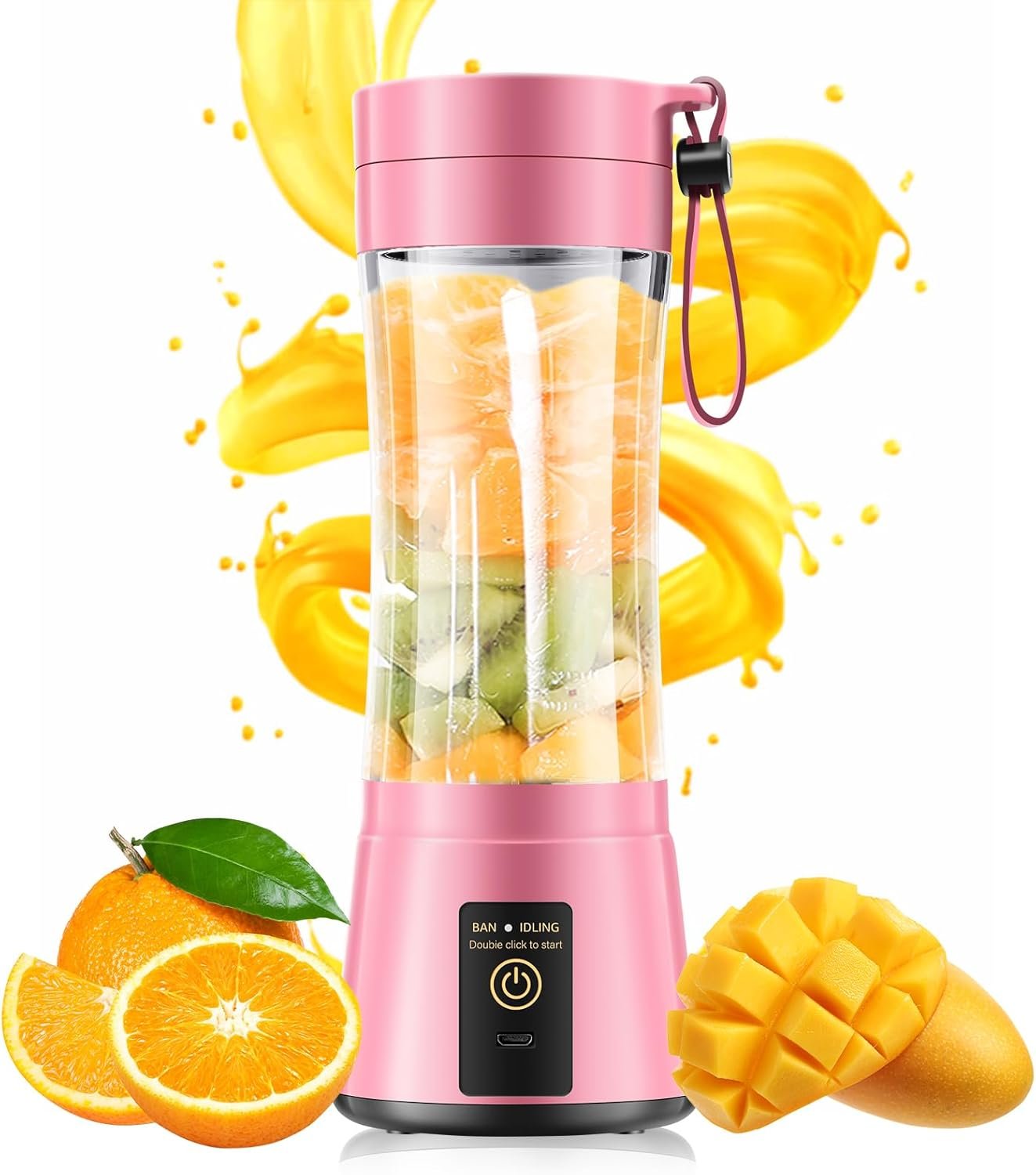 Portable Blender for Smoothies & Shakes – Cordless Personal Size Mini Blender with BAP Free Juice Cup, USB Rechargeable Suit for Sports/Picnic