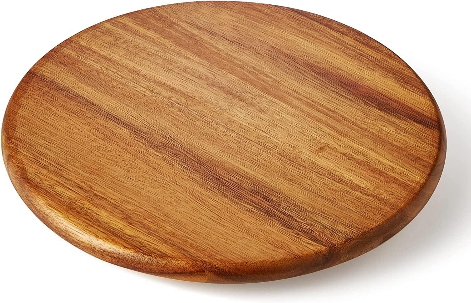 Acacia Wood Lazy Susan Wood Turntable Tray Cabinet Organizer, 10″