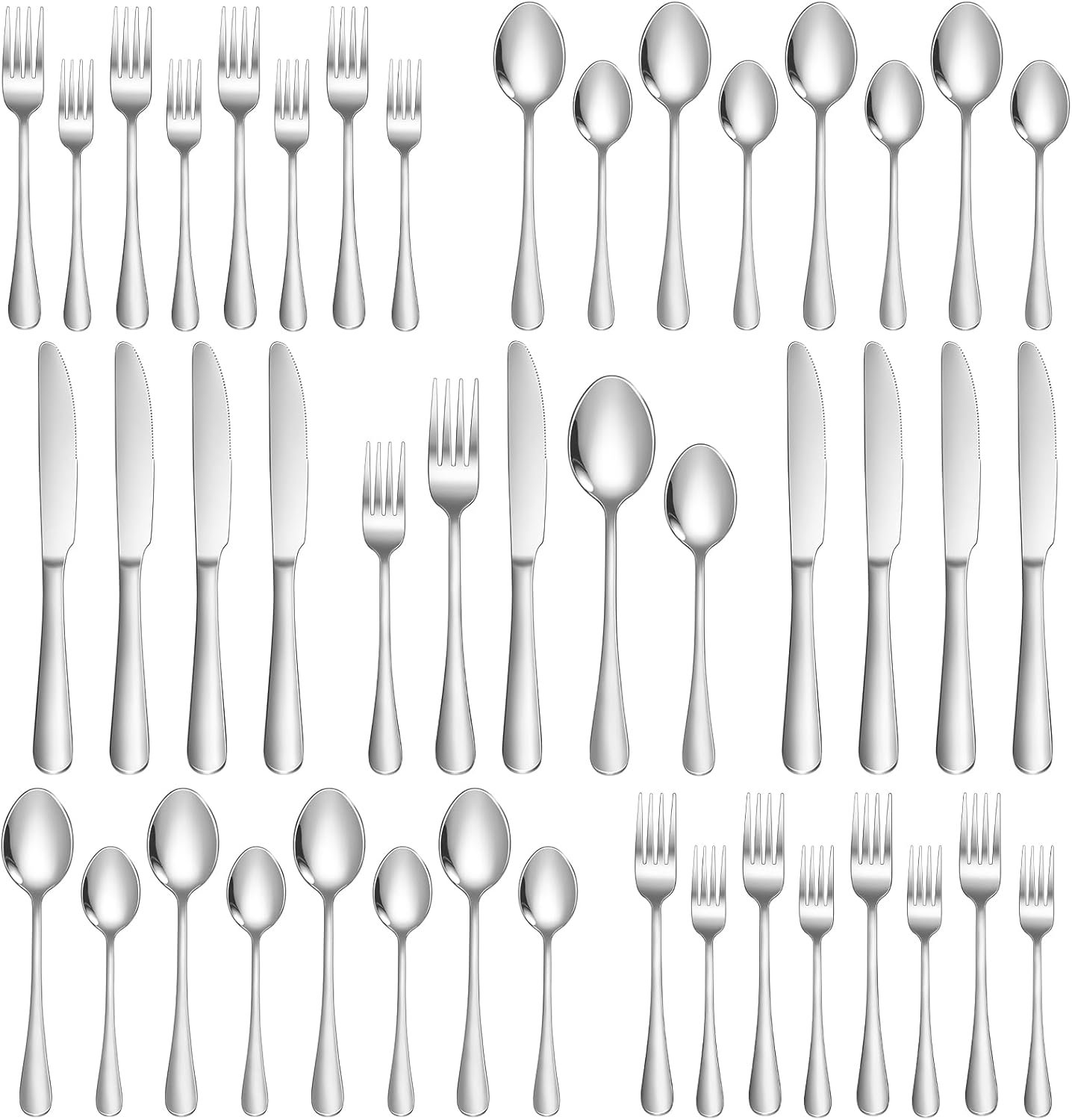Lazycorner Silverware Set 40 Piece Stainless Steel Flatware Set Silverware Utensils for 8 People Includes Forks Knives Spoons & Salad Forks Dishwasher Safe for Home Restaurant or Outdoor Use