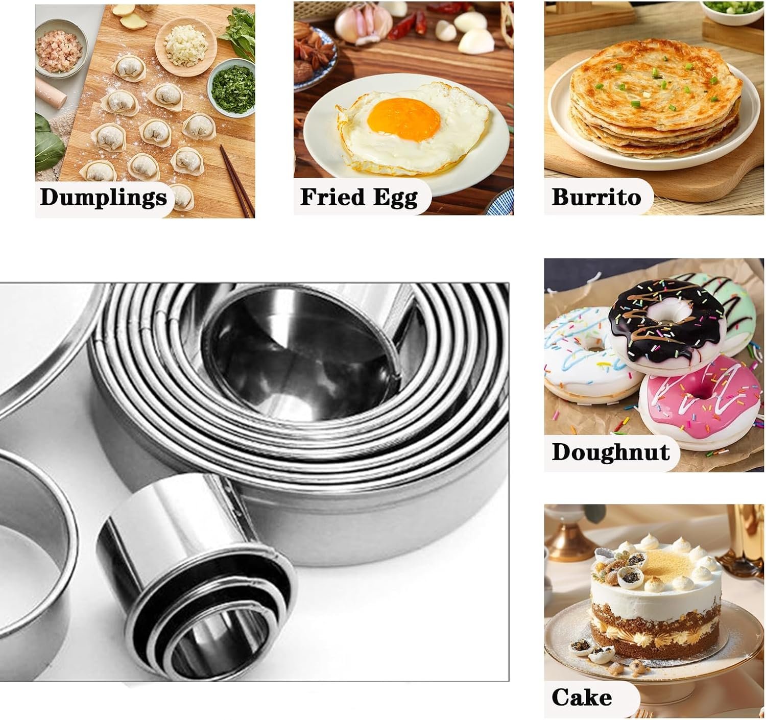 12 Pieces Round Cookie Biscuit Cutter Set Stainless Steel Graduated Circle for Pastry
