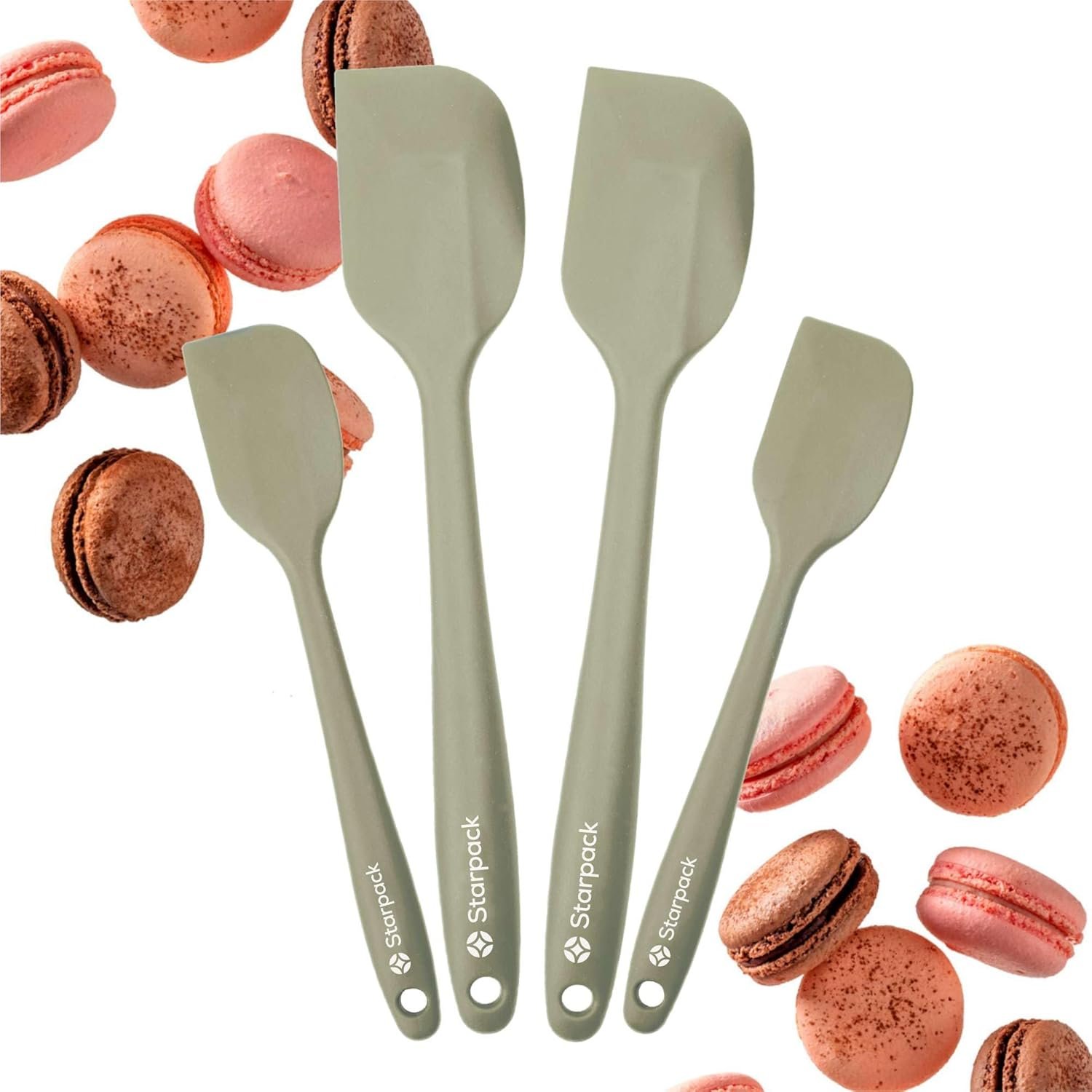 StarPack ‘Scrape & Stir’ Silicone Spatula Set (4 Pcs) – Heat Resistant Spatula Set 600°F – Food Grade Kitchen Spatulas – Nonstick Silicone Baking & Cooking Spatulas – Rubber Turner Set for Kitchen Use