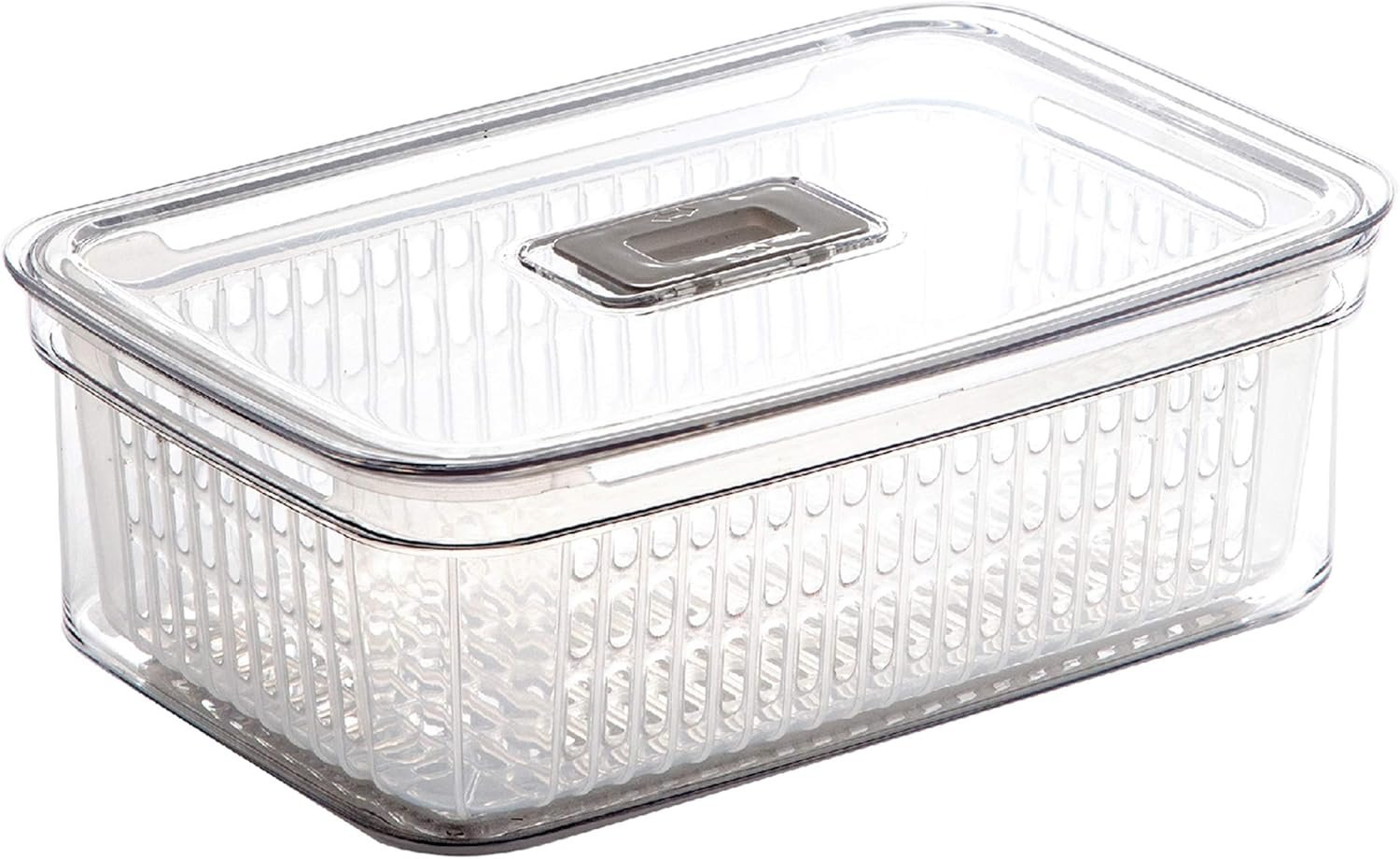 BINO | Produce Saver – 15.2 Cup/3.6L | Fridge Storage Containers for Fruits and Vegetables | Vegetable Storage with Adjustable Air Vent, Removable Basket | BPA-Free Fridge Organizers and Storage