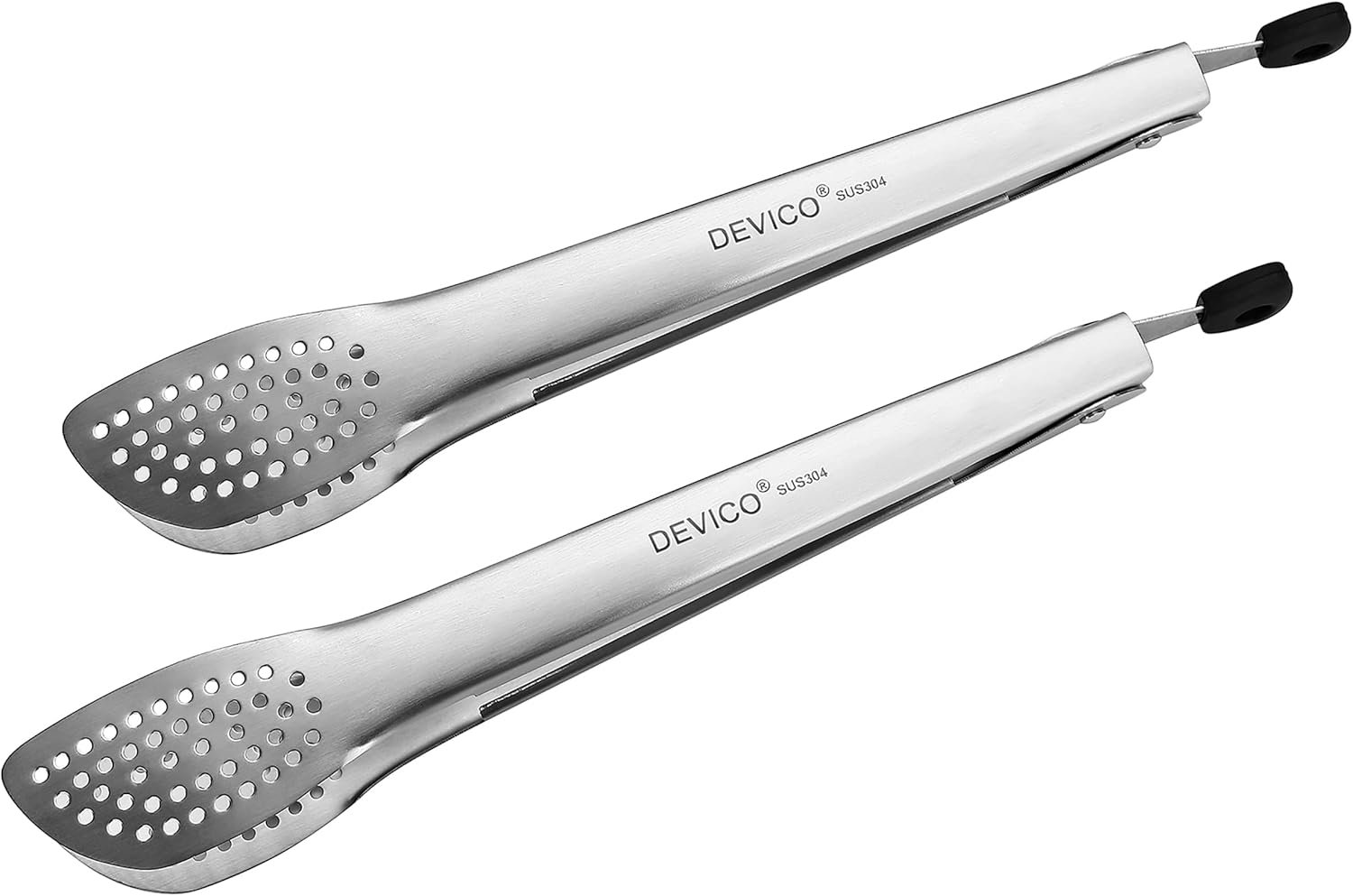 Devico Kitchen Tongs for Cooking, 2-Piece 12 inch 18/8 Stainless Steel Metal BBQ Grill Tongs with Lock