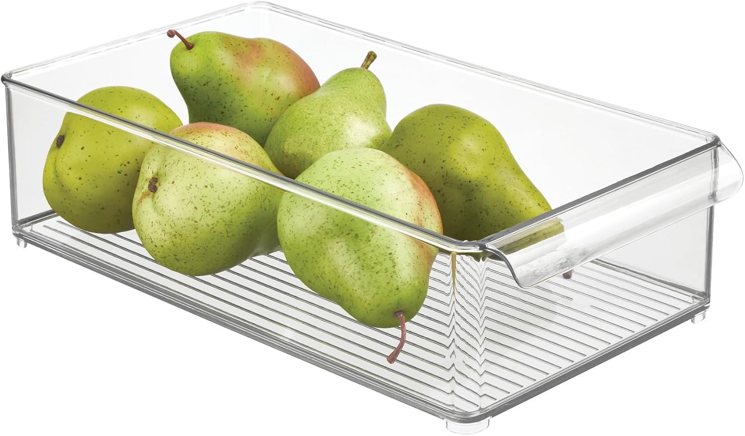 iDesign Stackable Fridge Storage Bin with Front Handle – Clear – Made in USA