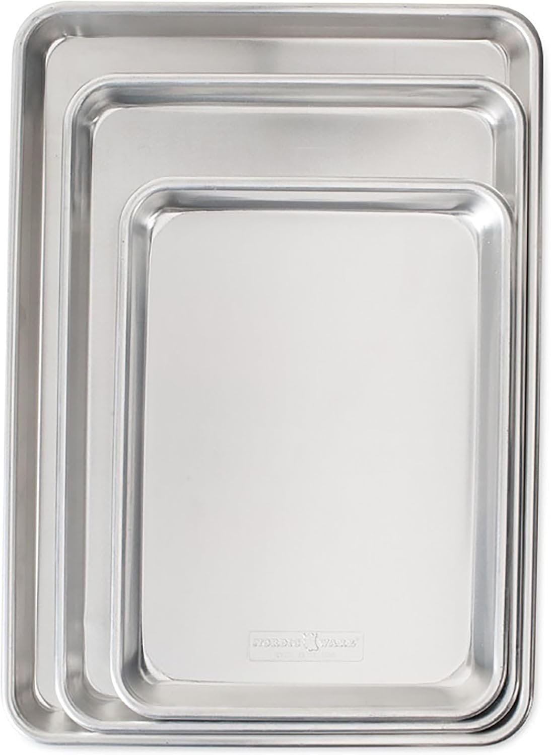 Nordic Ware Naturals 3 Piece Set – USA Made Aluminum Commercial Quality Sheet Pan for Baking or Roasting, Encapsulated Galvanized Steel Rim Prevents Warping; Half Sheet, Jelly Roll and Quarter Sheet