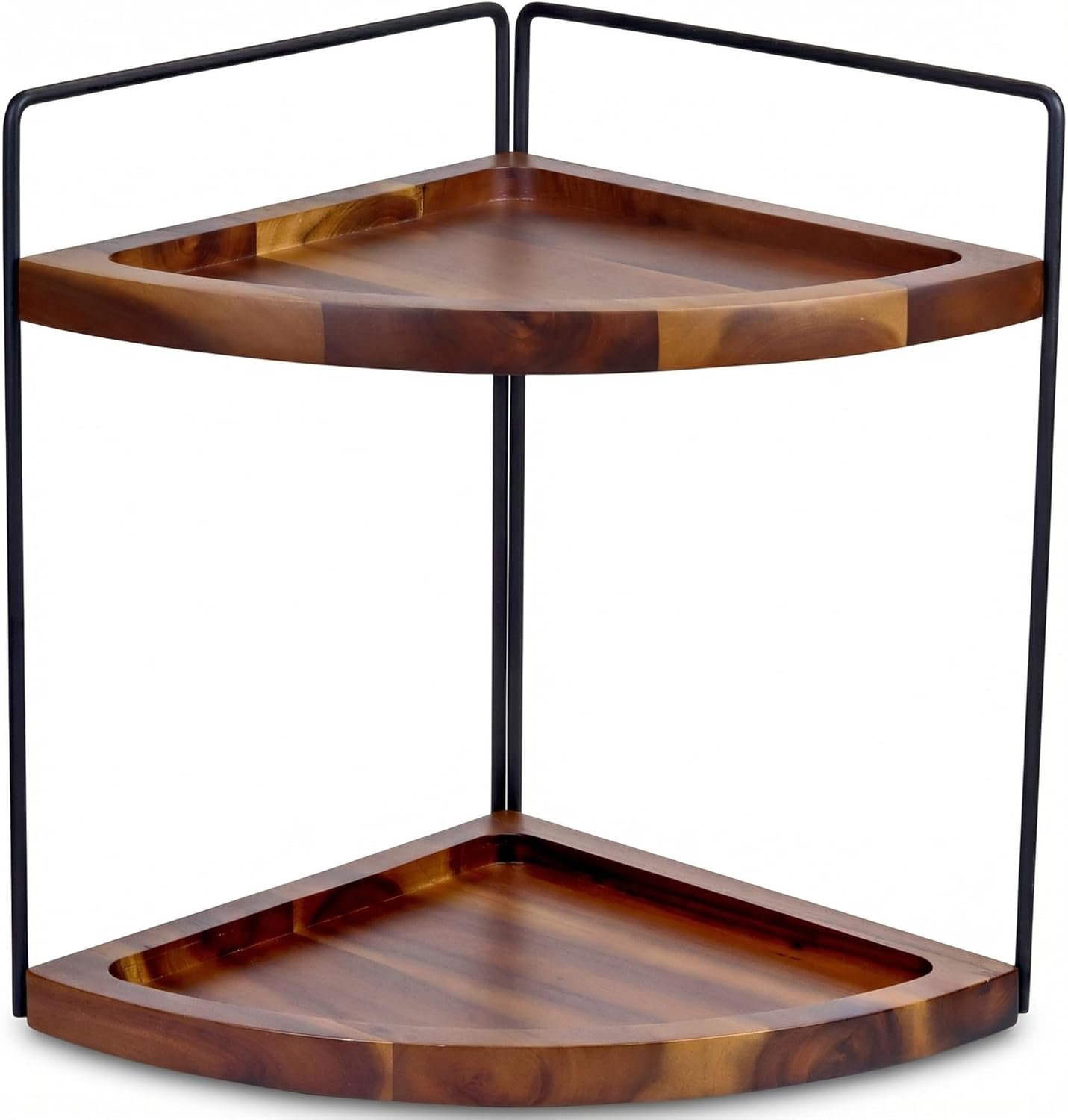 Demigo Bathroom Corner Counter Organizer 13.2×9.9 inch, 2 Tier Acacia Wood Organizer Countertop, Corner Storage Shelf Standing Rack, Cosmetic Vanity Tray Kitchen Spice Rack, Bathroom Storage Décor