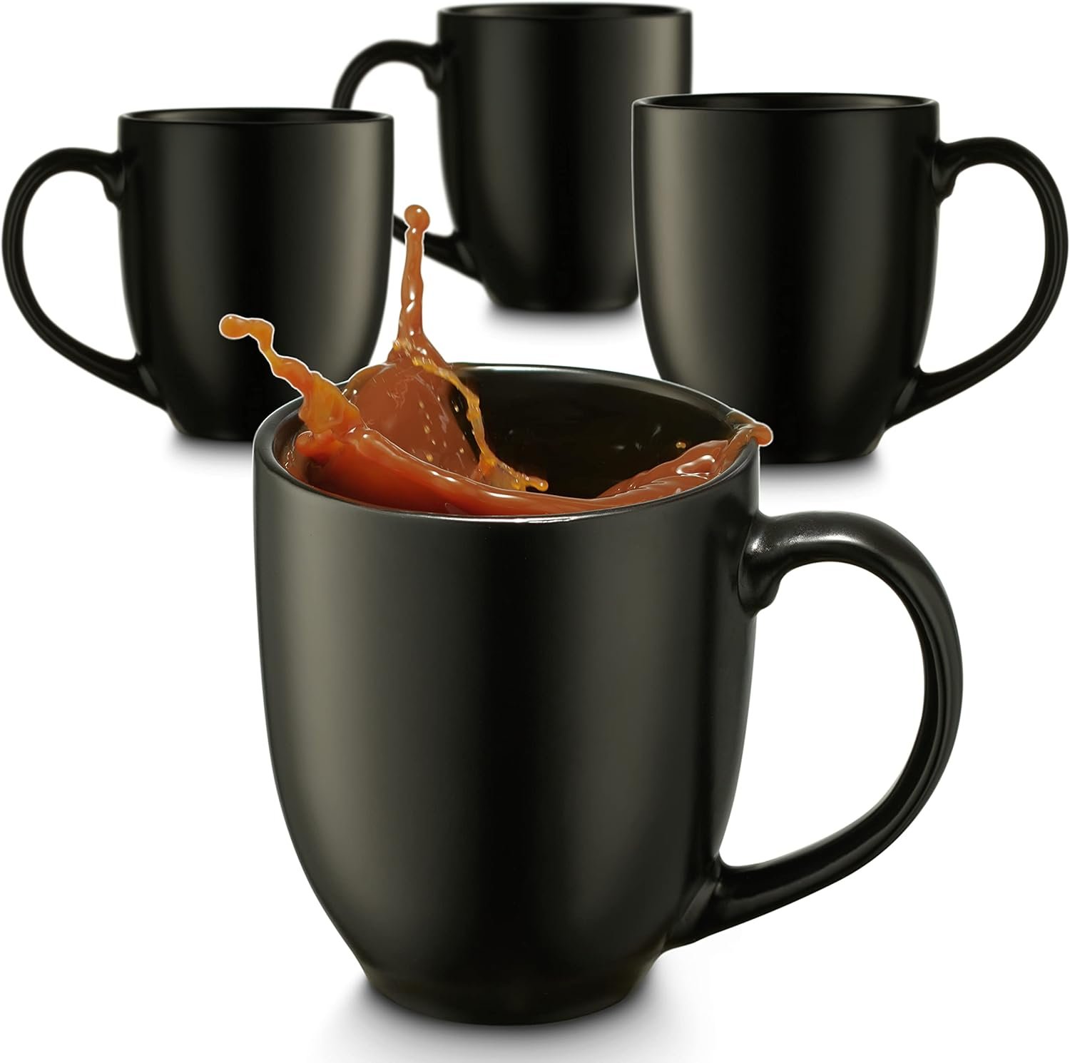 Godinger Coffee Mugs Set, Large Coffee Mug Tea Cup Hot Beverage Large Cups – 16oz., Set of 4