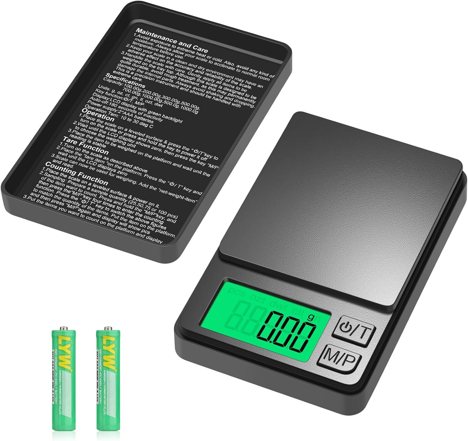 Digital Pocket Scale 1000g x 0.01g, Diyife Portable Precision Gram Scale Jewelry Scale with Protective Cover, Auto-Off, Backlit LCD, 7 Units Tare, for Food, Kitchen, Coffee, Battery Included