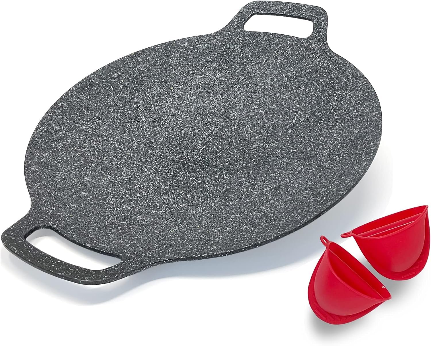 Saltlas Korean Style BBQ Grill Pan for Stove Top, Camping and IH, 13″ Round Griddle With Double Bottom, Non-stick Coating Frying Pan