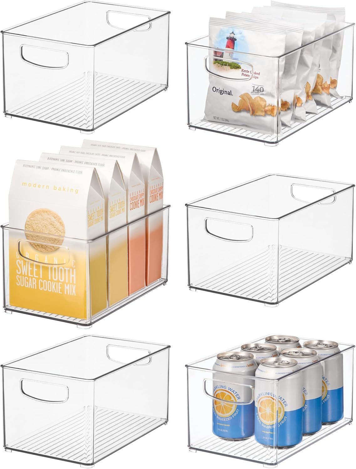 iDesign Stackable Clear Plastic Bin – Kitchen Organizers and Storage for Fridge and Pantry, 6-Pack