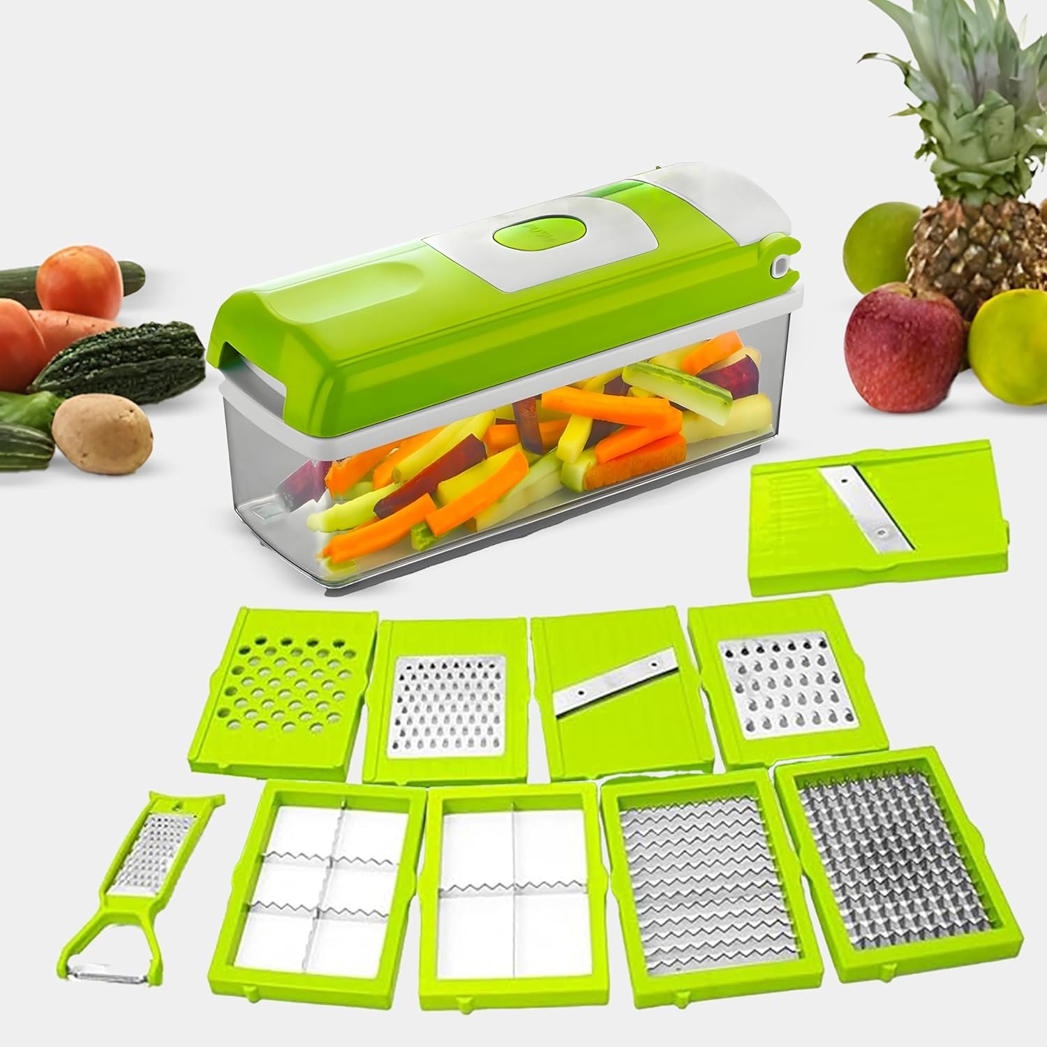 Premium 12-in-1 Vegetable Chopper – Complete Kitchen Gadget for Slicing, Dicing, and Shredding