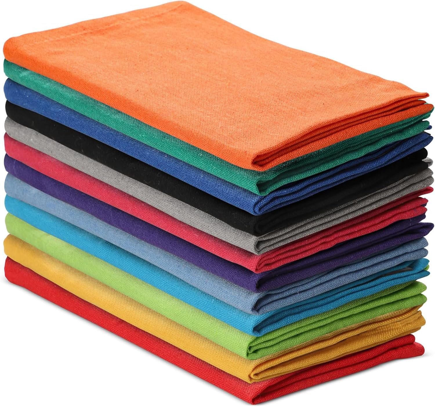 Vintage Vista Plain Cloth Napkins Set of 12 (18″ x 18″) – Cotton & Flax Table Napkins Cloth Washable & Reusable for Everyday Use & Easter – (Multicolor)