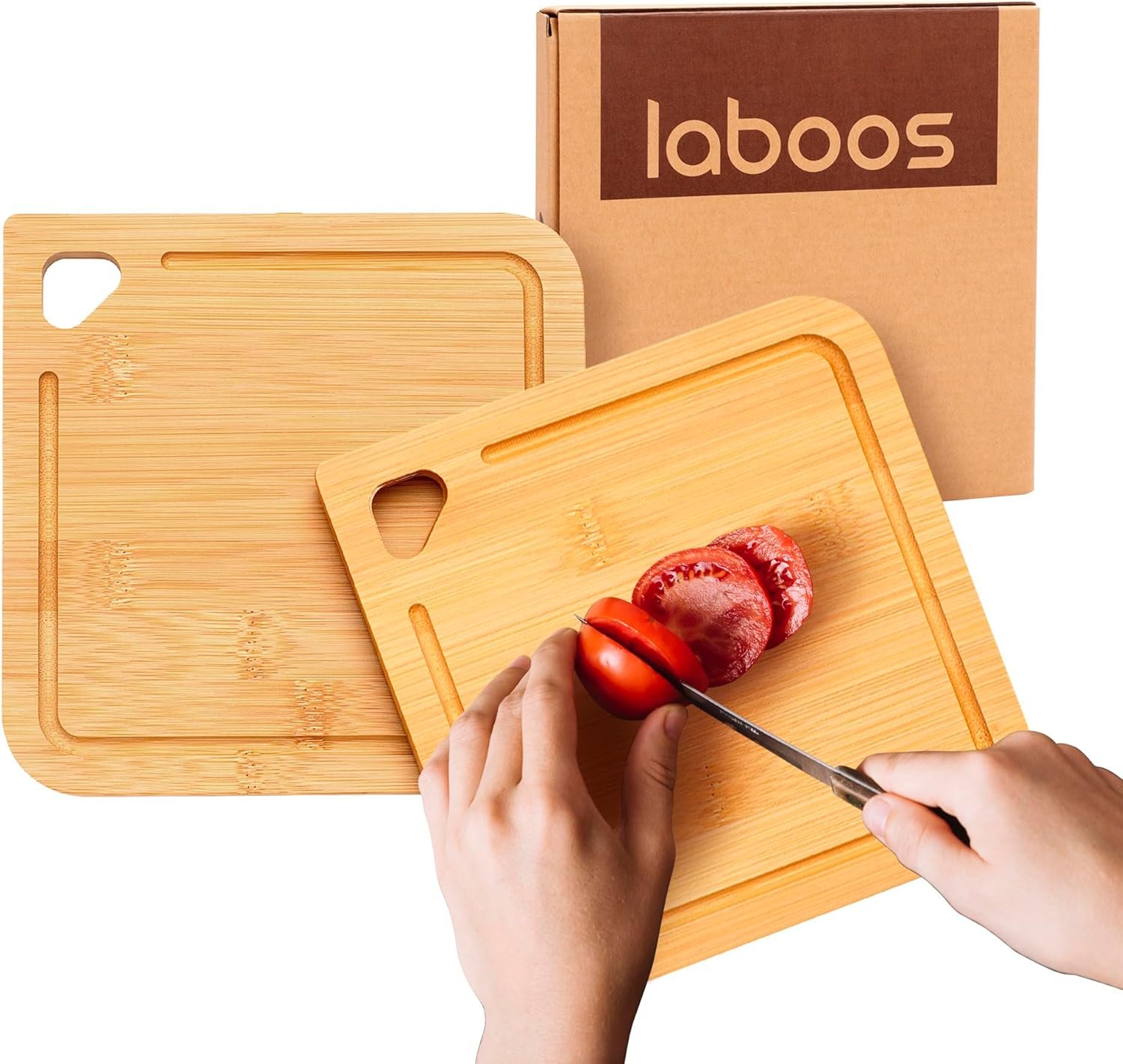 2-Pack Small Bamboo Cutting Boards with Juice Groove | 7×7 Inch Mini Chopping Boards for Fruit, Cheese, Baby Food, Dorm & Travel | Lightweight & Compact Square Wood Board Set