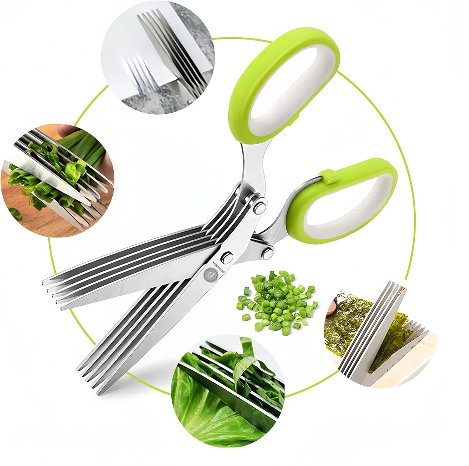 5 Blade Herb Scissors – Multipurpose Stainless Steel Kitchen Scissors for Salad and Vegetables