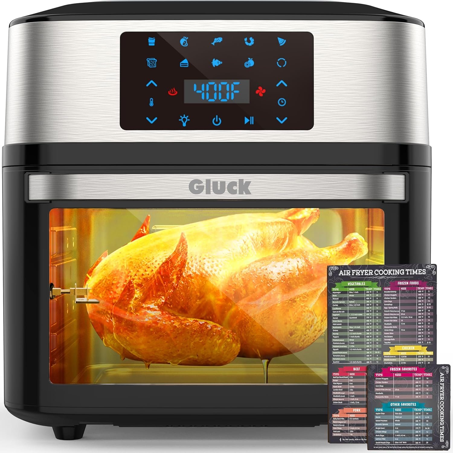 Air Fryer Oven Large 20 QT, 10-in-1 Toaster Oven Air Fryer Combo with Window for Family, Airfryer Oven with Rotisserie, 3 Dehydrating Racks