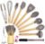 Kitchen Cooking Utensils Set, 13 pcs Non-Stick Silicone Cooking Kitchen Utensils Spatula Set with Holder, Bamboo Handle Silicone Kitchen Gadgets Utensil Set for Nonstick Cookware