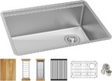 Elkay Crosstown 16 Gauge Workstation Stainless Steel 25-1/2″ x 18-1/2″ x 9″ Single Bowl Undermount Sink Kit
