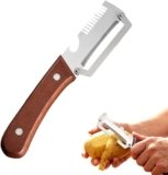 Multi-Functional Vegetable Peeler for Kitchen, 2026 New Stainless Steel Peeler with Wooden Handle and Bottle Opener, Kitchen Tool for Fruit Veggie Pumpkin, Gifts for Mom (Brown，1PC)