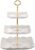 Sumerflos 3 Tier Porcelain Cupcake Stand, Tiered Serving Cake Stand, Square White Embossed Dessert Stand, Weddings Parties Pastry Serving Tray