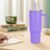 40oz Reusable Plastic Insulated Tumblers with Handle and Straw, Double Wall Tumbler with Lid, Cup Holder Friendly Travel Mug for cold drinks, sand ice, Purple